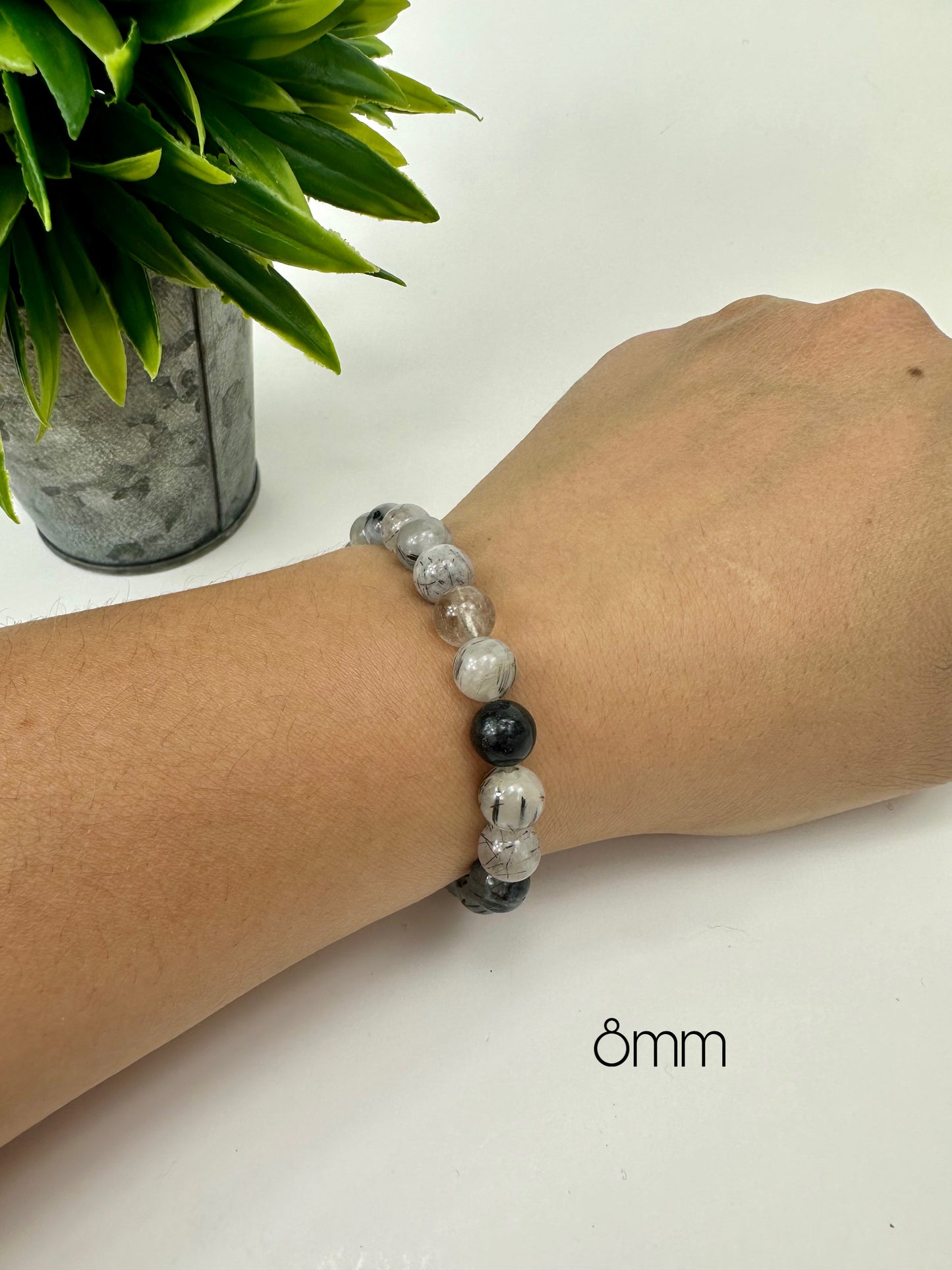 Black Tourmaline in Quartz Crystal Bracelet - 8mm