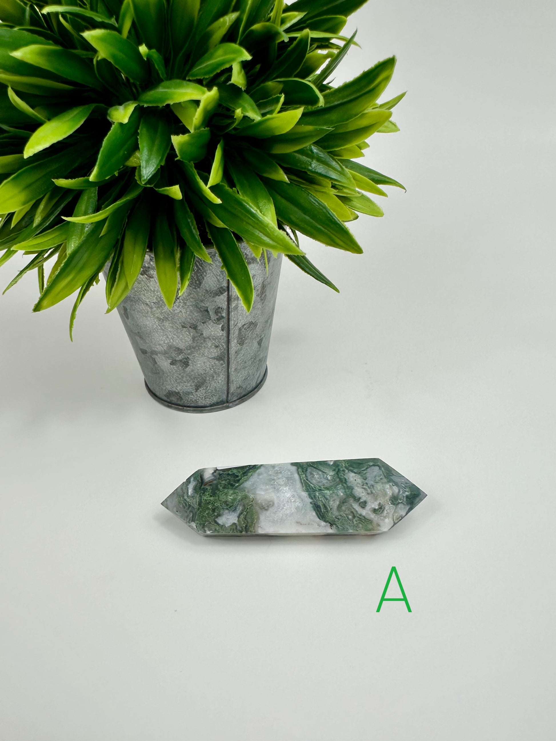 Moss Agate Double Terminated Wand - A