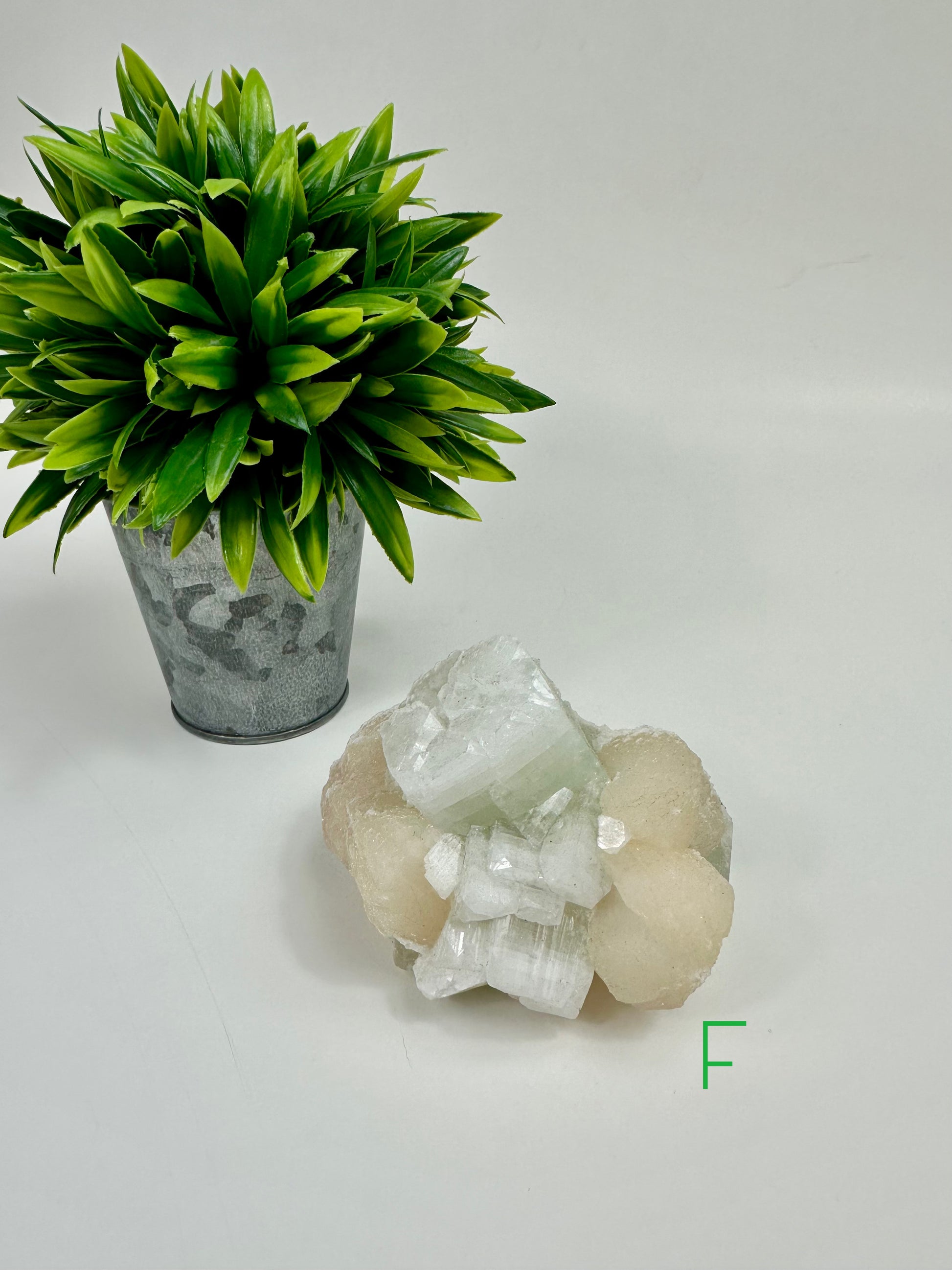 Green Apophyllite & Stilbite Cluster - F