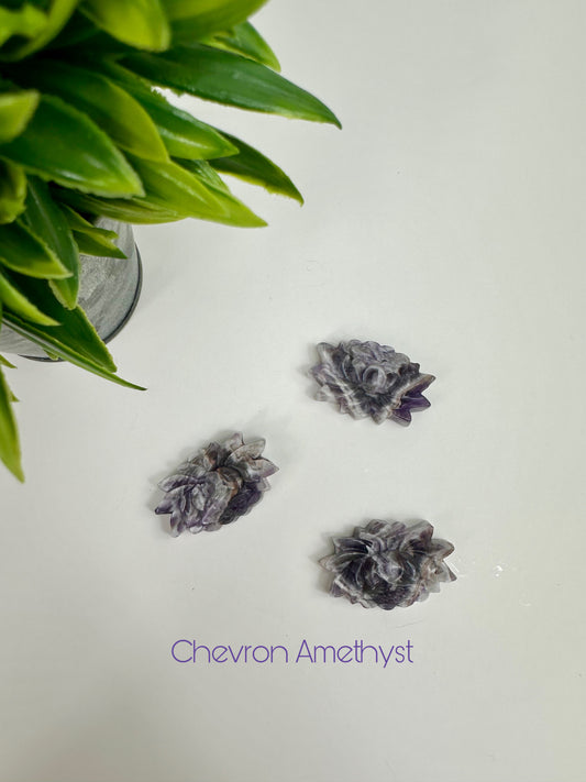 Chevron Amethyst Lotus Flower Carvings