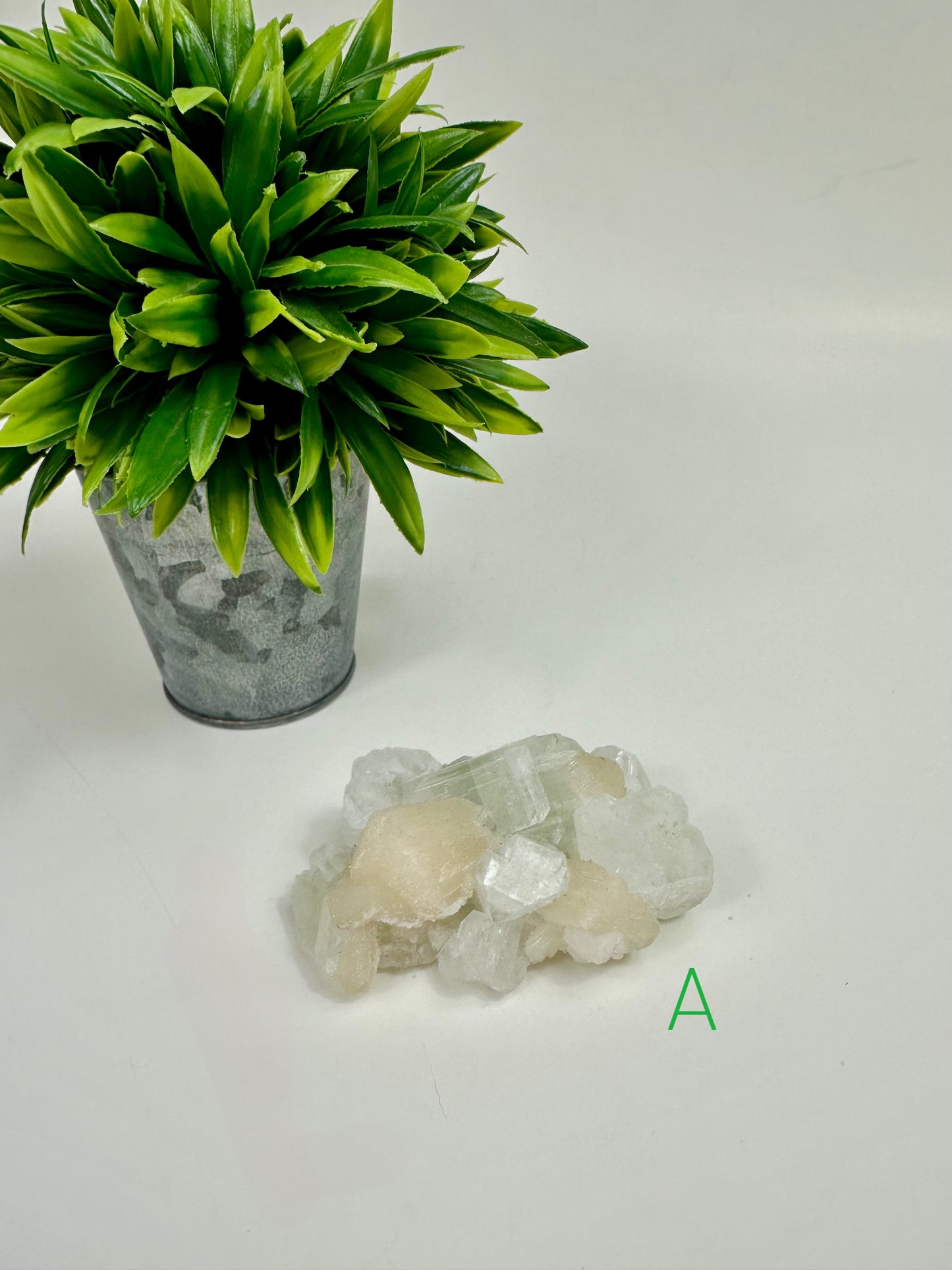 Green Apophyllite & Stilbite Cluster - A