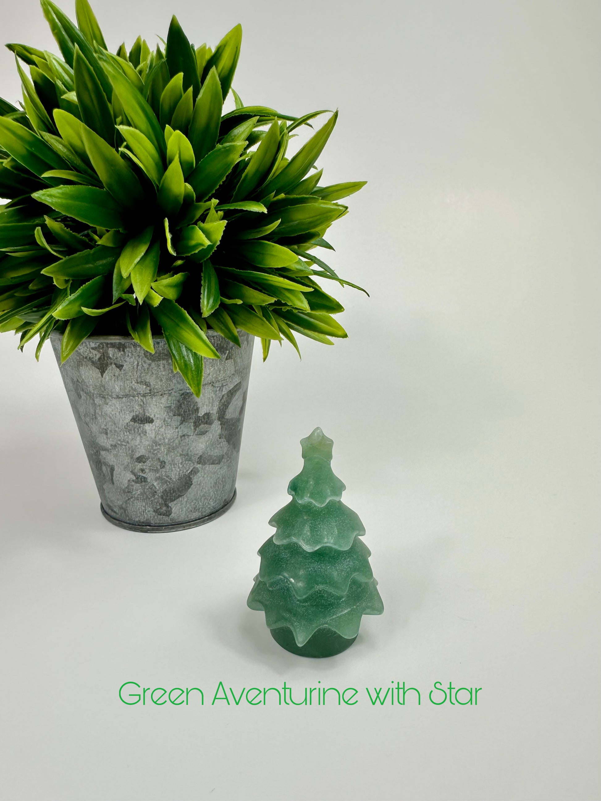 Green Aventurine Christmas Tree with Star