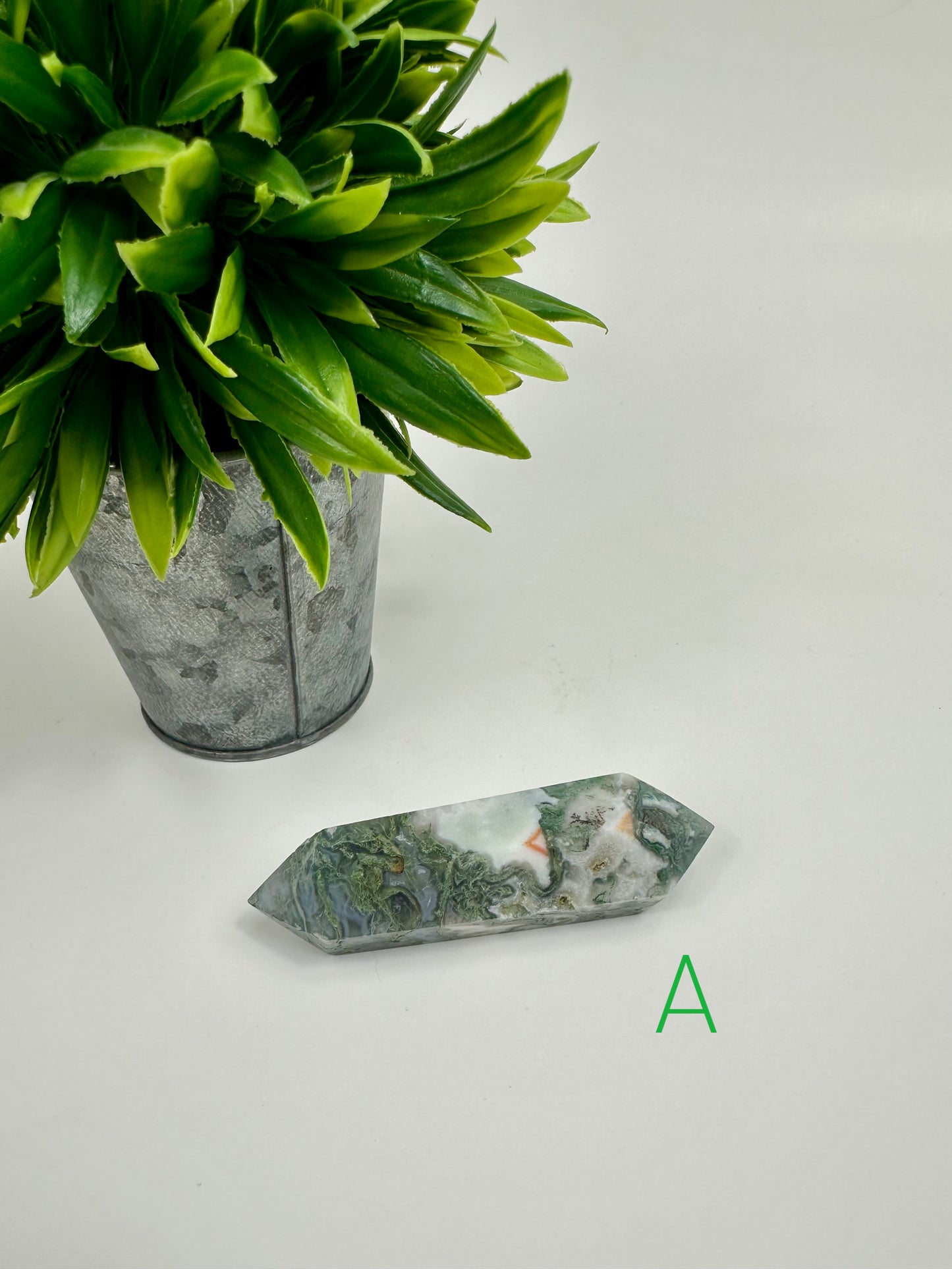 Moss Agate Double Terminated Wand - A