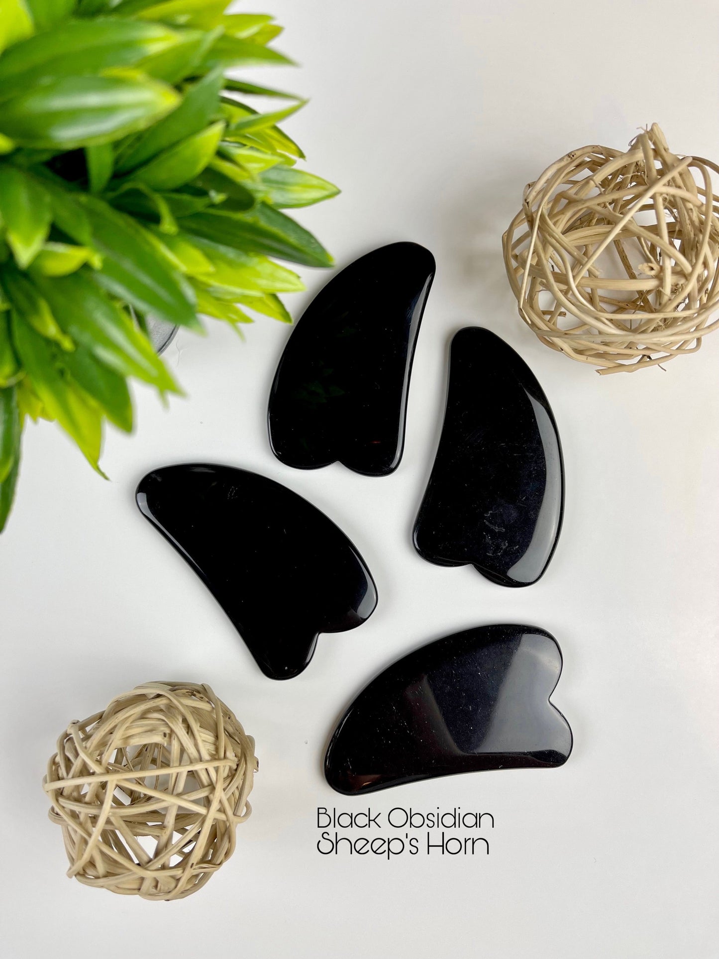 Black Obsidian Gua Sha Tools - Sheep's Horn