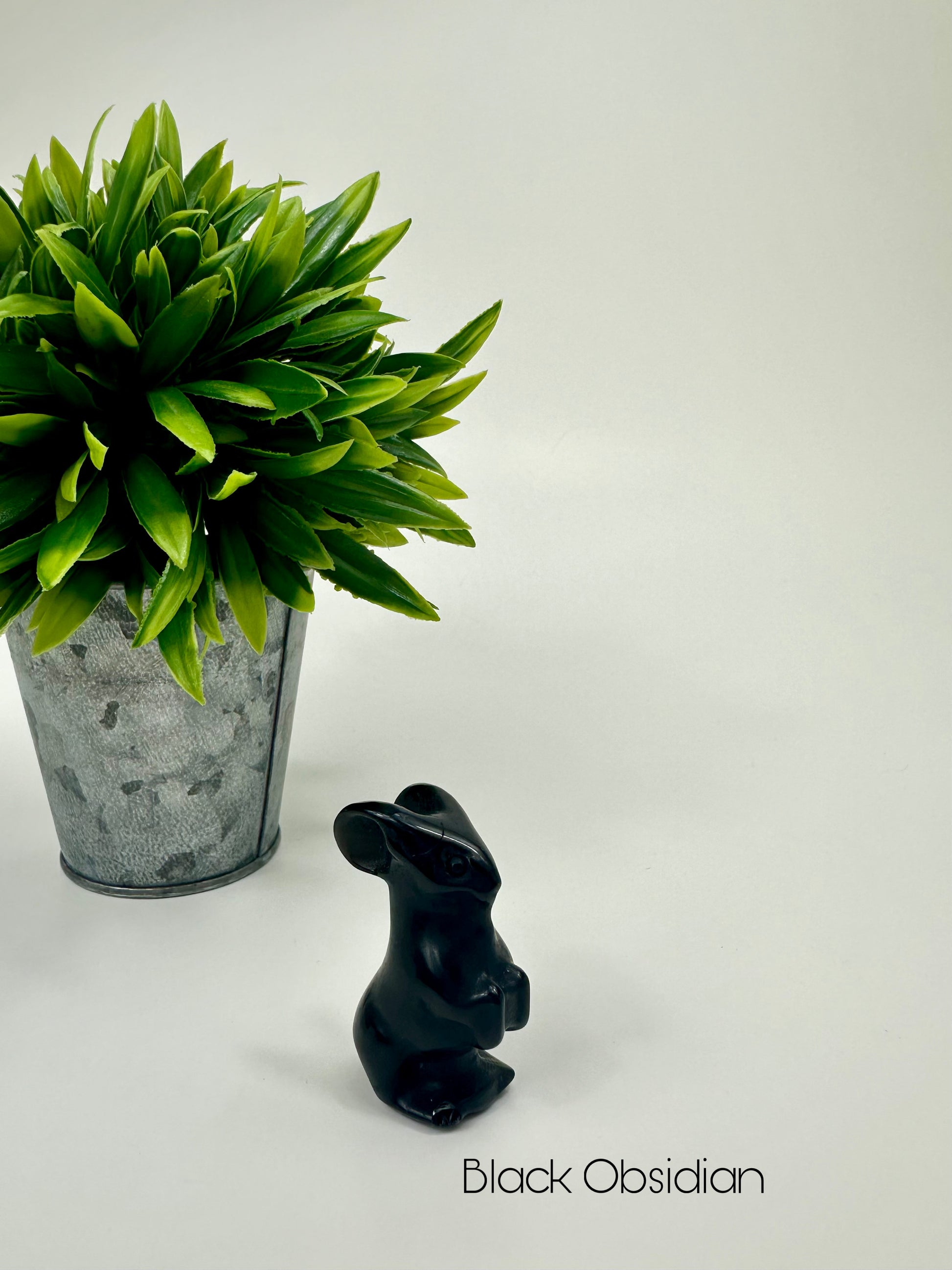 Black Obsidian Crystal Bunny Carving