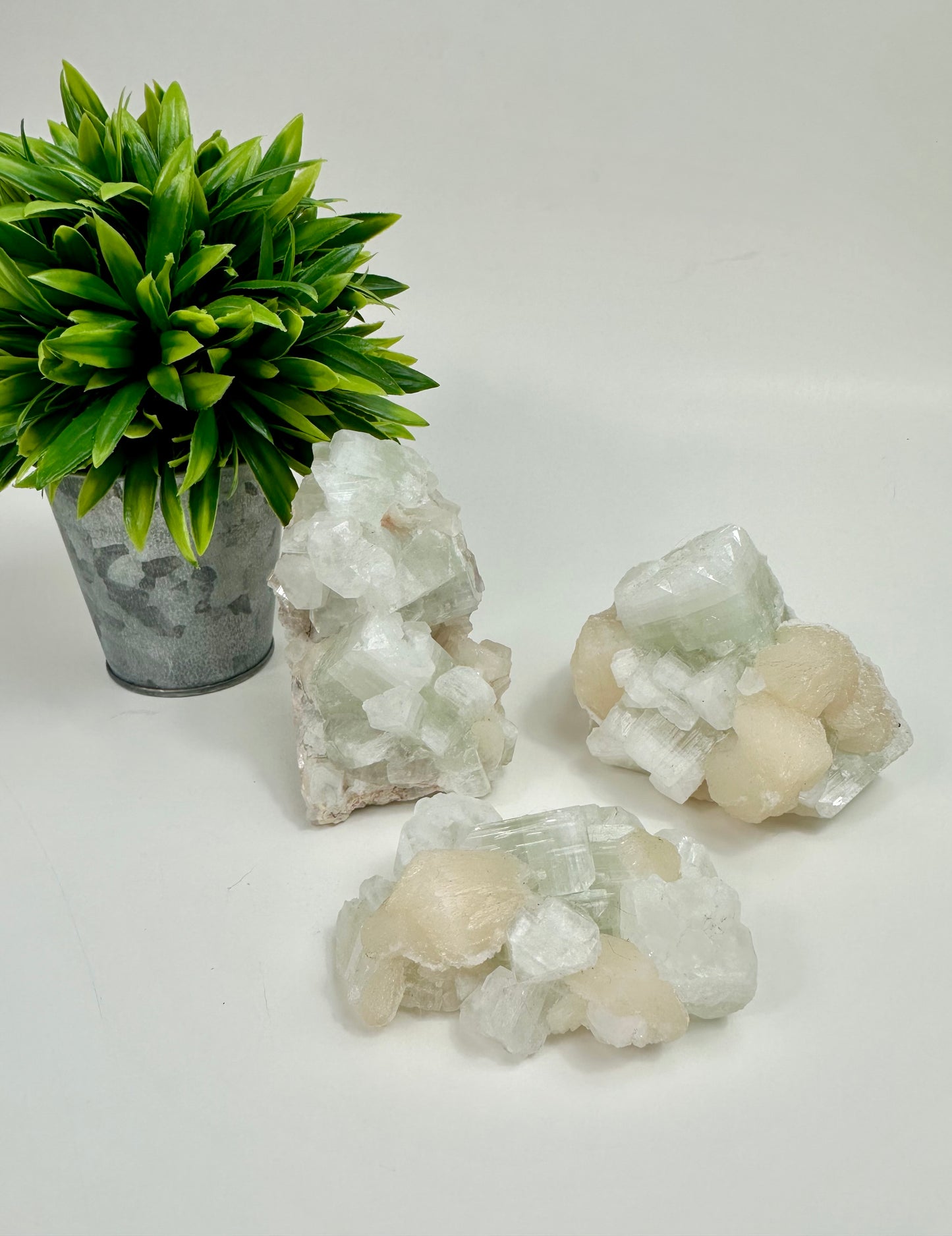 Green Apophyllite & Stilbite Clusters