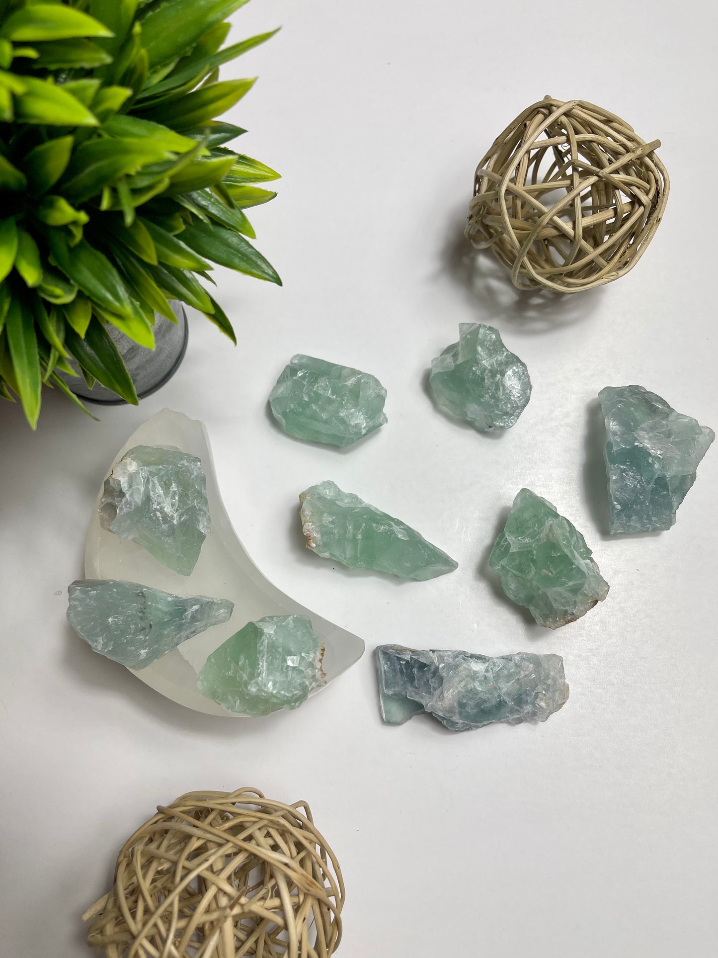 Green Fluorite Raw Pieces